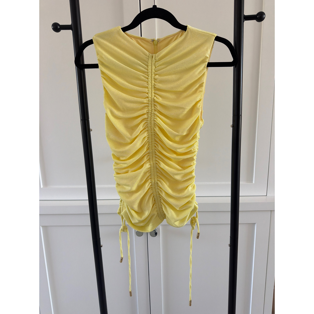 Anna Quan Yellow Ruched Tank Top - Picture 1 of 3